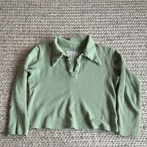 Big Bud Press Sage Green Long Sleeve Polo Top